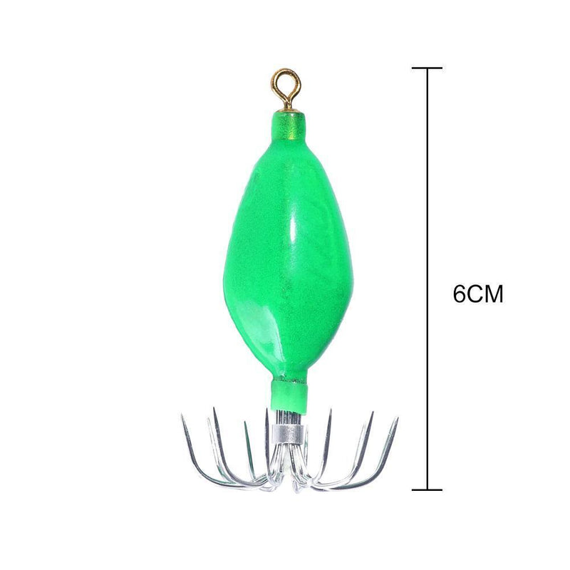 Hard Bait Luminous Squid Jig Hook 50.6g Octopus Fishing Tackle (Green)