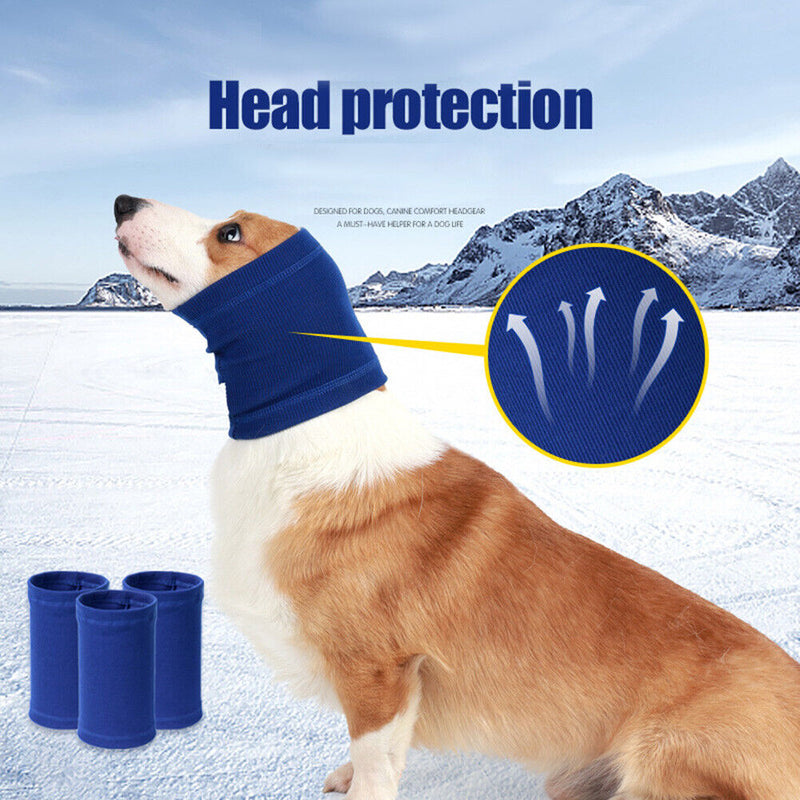 Dog Grooming Earmuffs Warm Noise-Proof Pet Ear Cover Windproof Hat (Blue M)