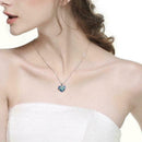 I Love You Forever Heart Pendant Necklace Crystals Elegant Blue He R3P5 I9K2