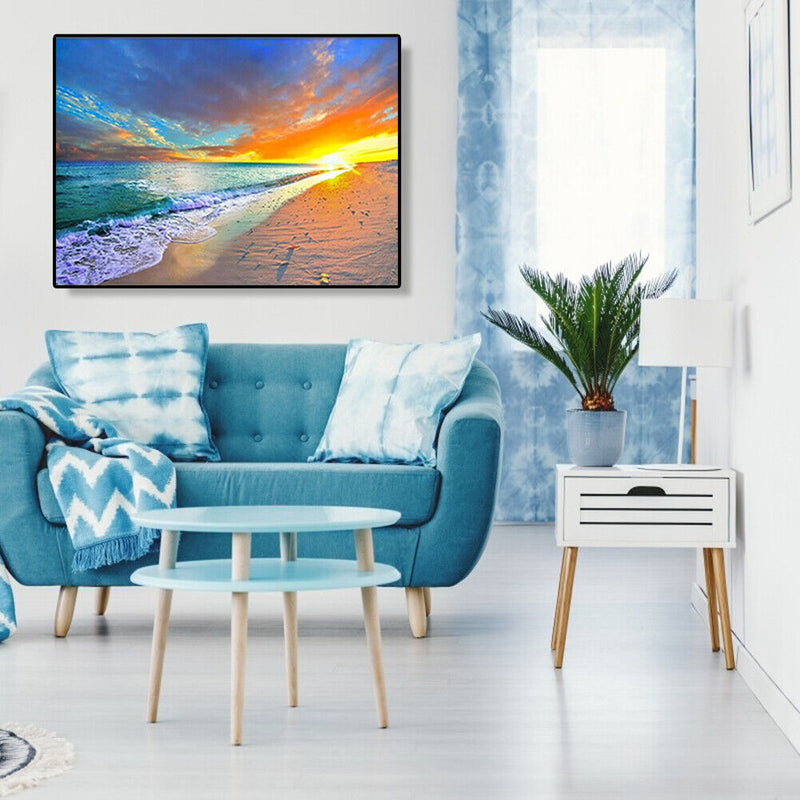 Painting By Numbers DIY Quiet Seaside Hand Painted Canvas Oil Art Picture Kit