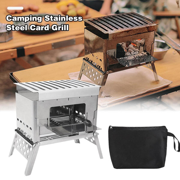 Outdoor Camping Mini BBQ Grill Portable Folding Card Type Stove Barbecue Grill~