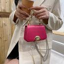Designer Women Chain PU Leather Crossbody Bag Mini Flap Handbag (Rose Red)