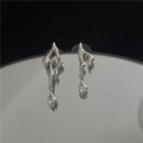 Woman Man Irregular Asymmetrical Cool Geometric Earrings Zircon Liquid Metal