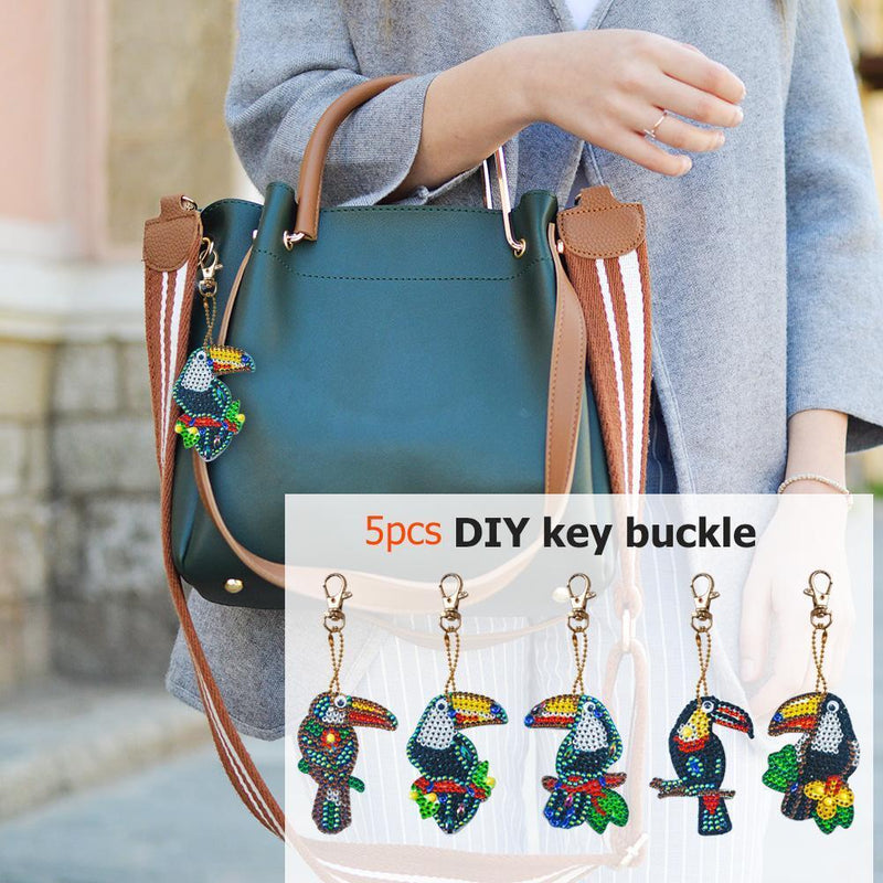 14PCS Diamond Painting Keychains Cup Animal Embroidery Needlework Keyrings