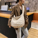 Large Capacity Shoulder Bag Solid Lattice Color Handbag Women Eiderdown Satchels