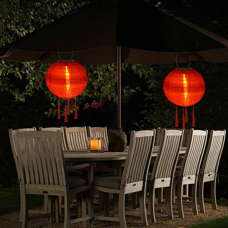 Solar Lantern Lamp Waterproof Nylon Hanging Light Outdoor Festival Decorati