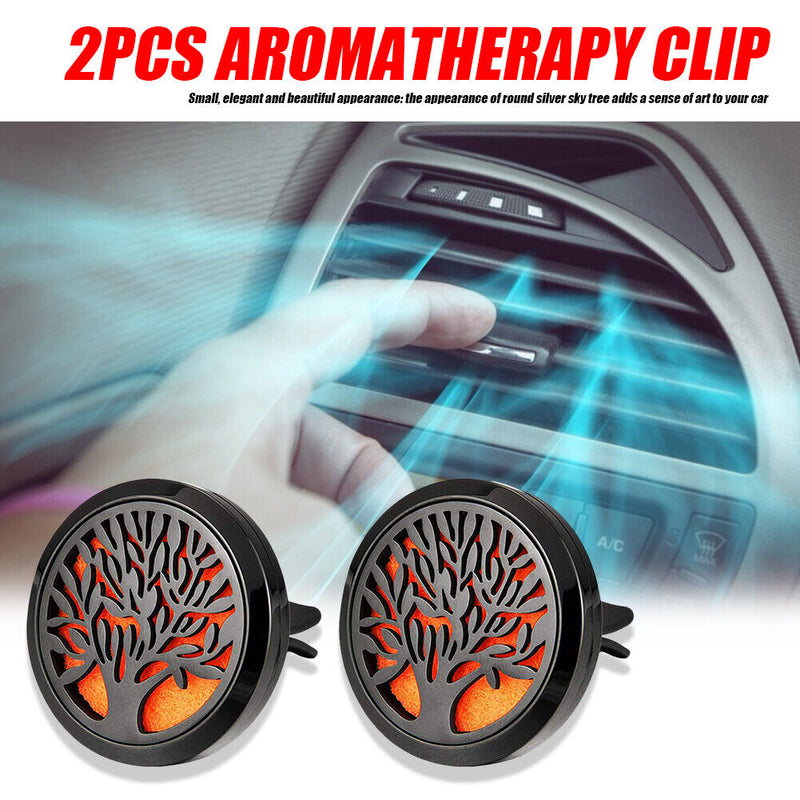 2x Car Air Vent Perfume Freshener Essential Oil Locket Diffuser Clip +48pcs Pads