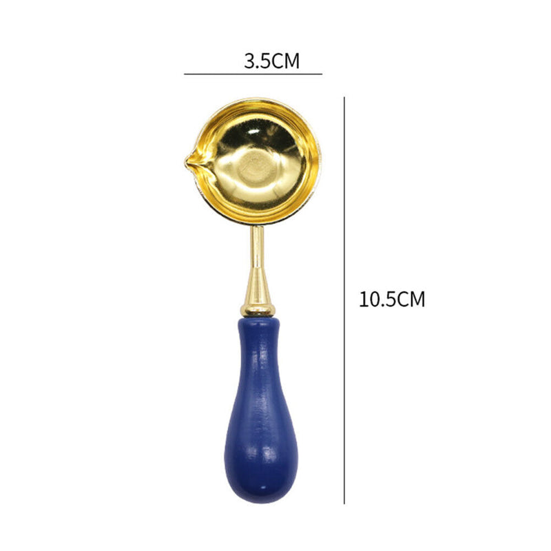Sealing Wax Spoon Solid Wood Retro Wax Decorative Stamp Craft (Dark Blue) Newly