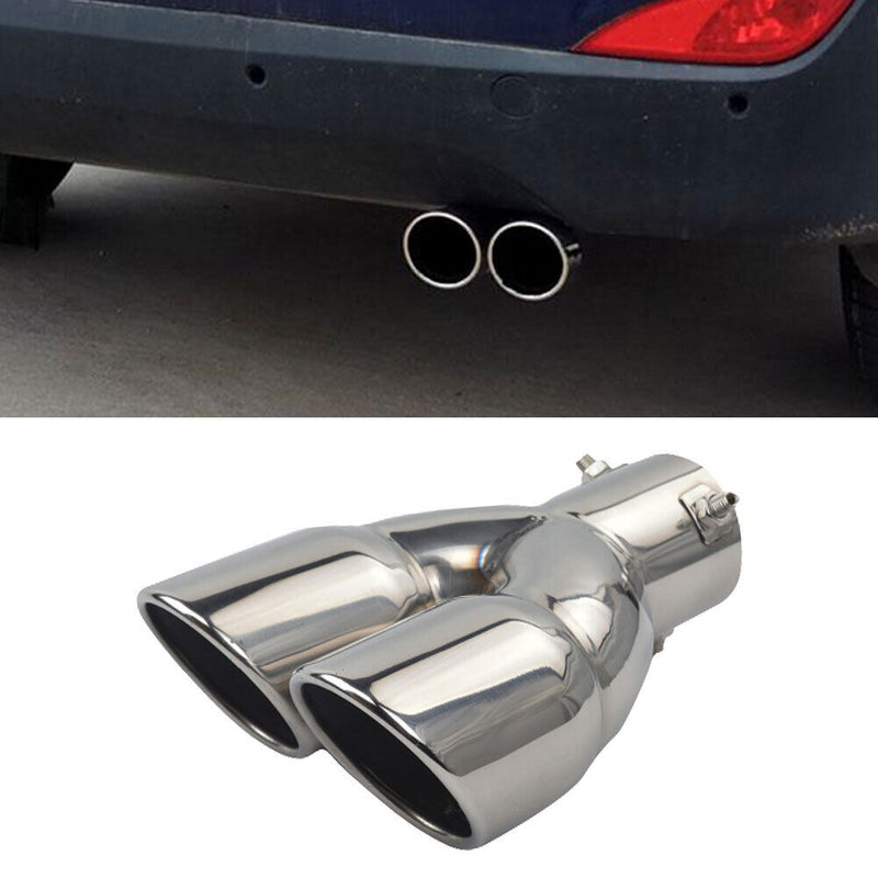 Bolt-on Dual Exhaust Tip Rolled Edge Slant Cut Tailpipe Muffler Tip 3 inch