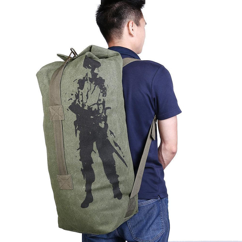 Canvas Backpack Sports Bicycle Rucksack Outdoor Climbing Bag (Army Green M)