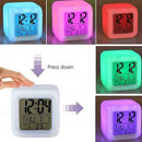 Alarm Clock 7Color Change LED Digital Glowing Modern Night Bedroom Light D6D4