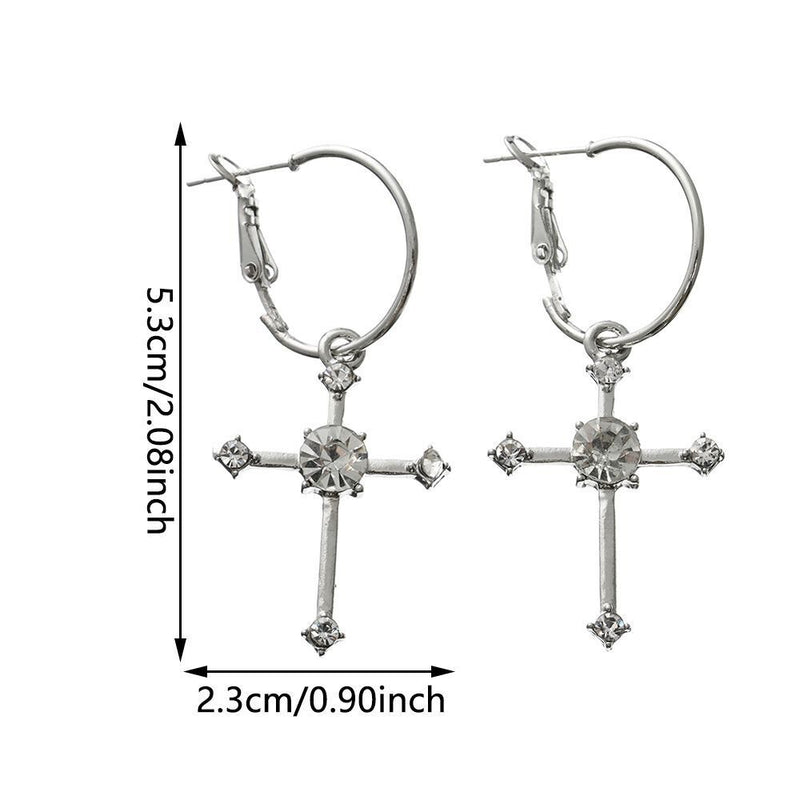 Woman Party Accessories Jewelry Diamante Cross Earrings Stud Earrings Dangle