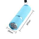 9LED UV Mini Portable Flashlight Purple Light 395-400nm Ultraviolet Torch Lamp