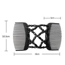 Retro Magic Beads Double Hair Comb Clip Stretchy Hair Combs Hairpin (Black)