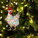 2pcs Chicken Sculpture with String Light Christmas Tree Ornaments