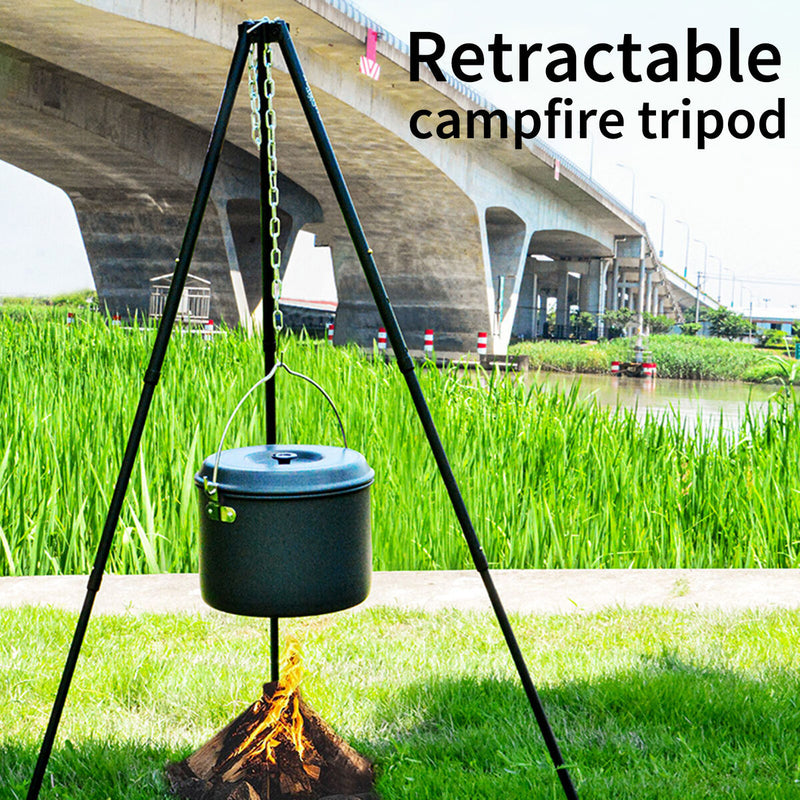 SUNDICK Campfire Tripod Barbecue Grill Hanging Tripod for Outdoor Picnic Cooking