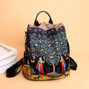 Fashion Print Multifunction Backpack Female Travel Anti-Theft Girls School Bags