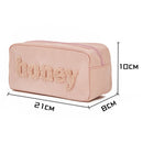 Cosmetic Bag Embroidered Letters Makeup Pouch Portable Clutches Large for T