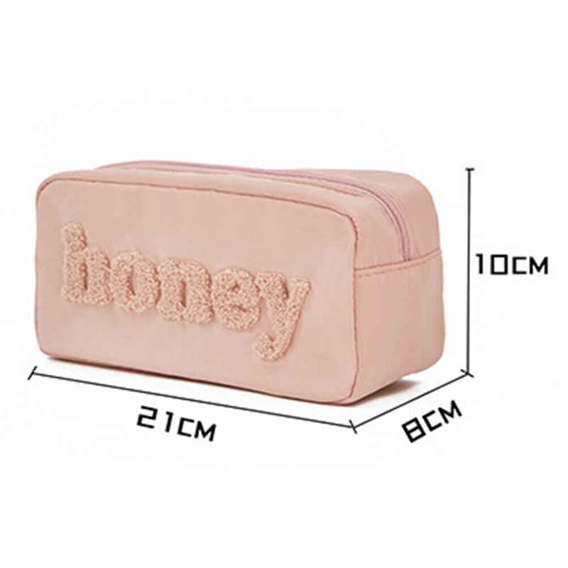 Cosmetic Bag Embroidered Letters Makeup Pouch Portable Clutches Large for T