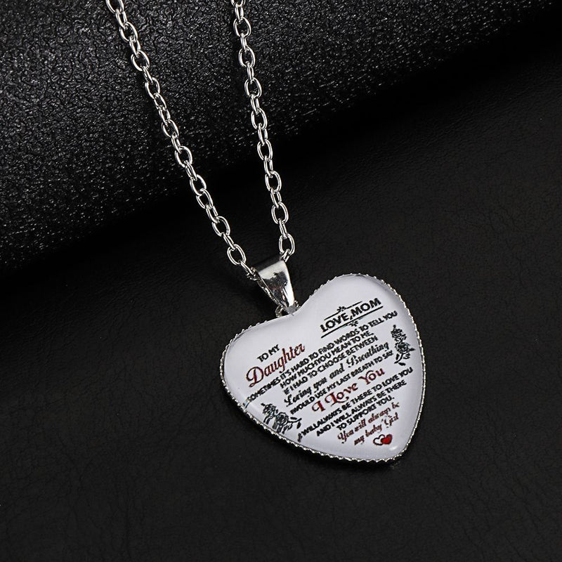 Wife My Daughter Love Women Jewelry Gifts Pendant Family Heart Necklace