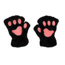 Cat Paw Gloves Durable Plush Cat Paw Fingerless Faux Fur Gloves (Black) Newly