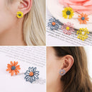 Pairs Small Women Cute Asymmetrical Daisy Flower Stud Earrings Jewelry Earrings