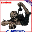 Zombie Horror Sculpture with LED Lantern Walking Dead Zombie Statue Out of Grave