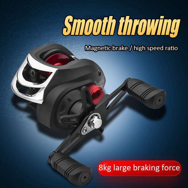 8kg Drag Strong Brake Low Profile Baitcasting Fishing Reel Metal Fishing Tack