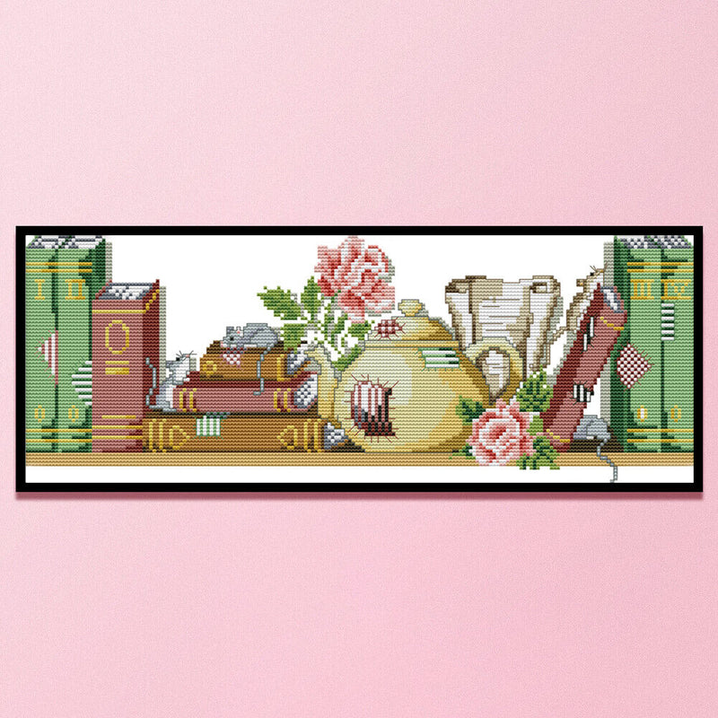 Partial Embroidery DIY Books Mouse 14CT Stamped Kit Cross Stitch Wall Decor
