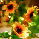 Solar Powered Sunflower Lights Outdoor Wall Fence Lamp Fairy String Lights