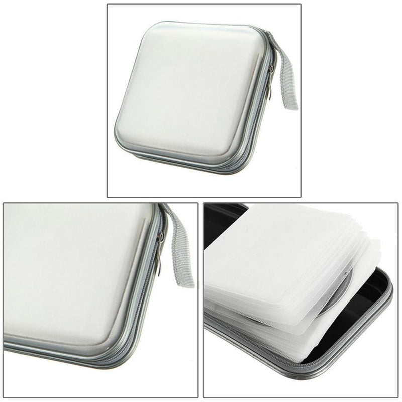 40pcs Capacity Disc CD DVD Wallet Storage Organizer Case Holder(White)