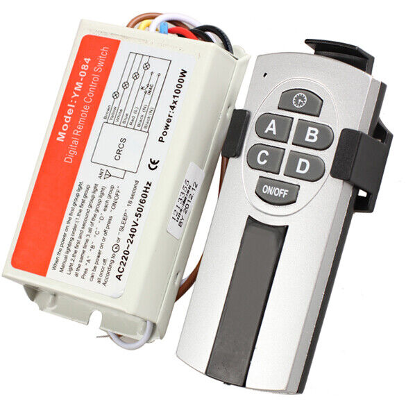 4 Ports Wireless Remote Control Digital Remote Control Switch Lightswitch Newly