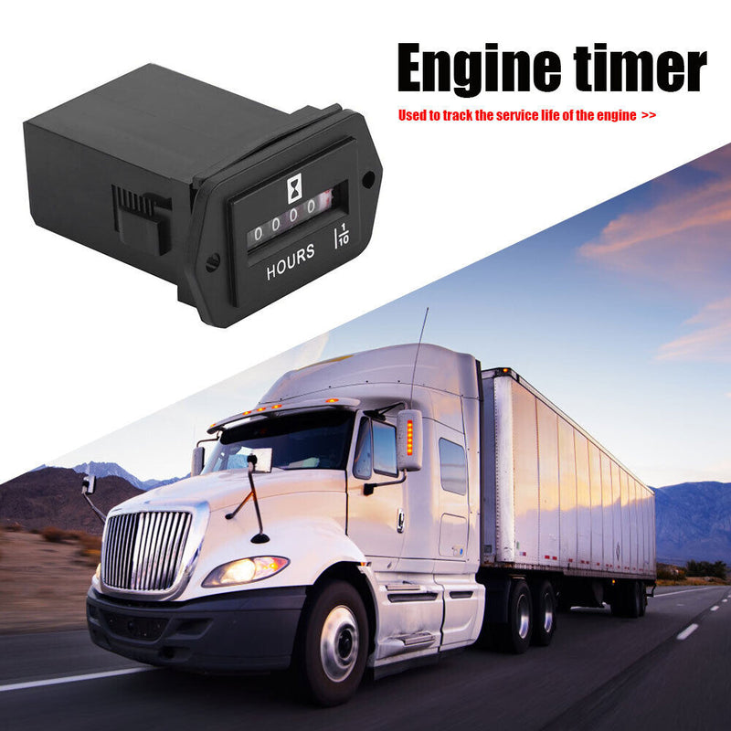 HM002 Mechanical Hour Meter Rectangular Hourmeter for 6-80V DC Power Equipment