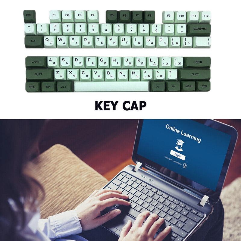 PBT Keycap for MX Switch Gaming Mechanical Keyboard Parts (Matcha Russian)