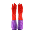 1 Pair Latex Plush Washing Cleaning Gloves Warmer Long Waterproof Household M7K4