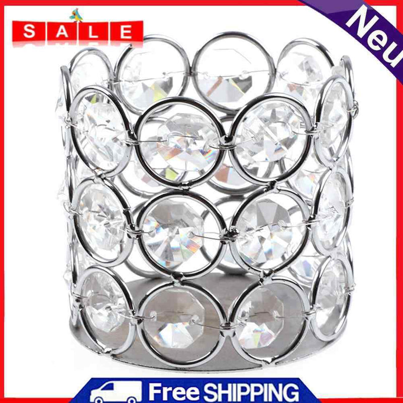 Crystal Candle Holder Metal Makeup Brush Storage Tube Pen Bucket Jewelry Box