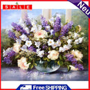 Oil Paint By Numbers Vase Purple Flower Frameless Picture Craft Kit for Home