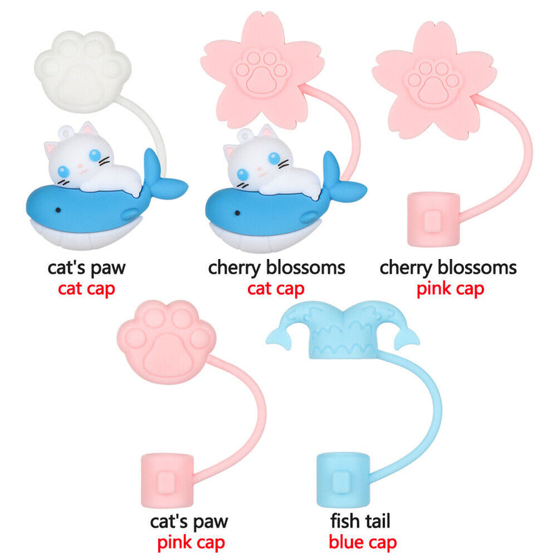 Drinking Dust Cap Silicone Straw Plug Cartoon Plugs Cover Cup Accessories