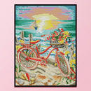 Full Embroidery Beach Bike 2-Beach 14CT Counted Cross Stitch Cotton DIY Kit
