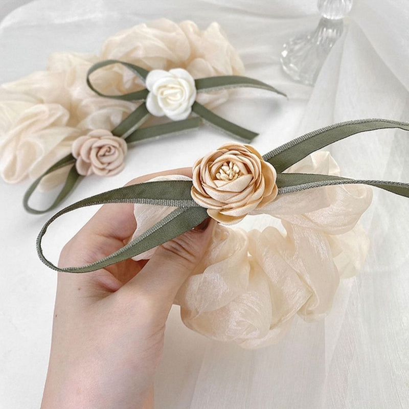 Elastic Organza Camellia Braiding Tool Headwear Hair Band Hair Ring Hair Rope