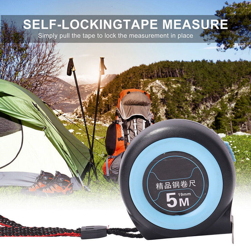 Retractable Steel Tape Measure Distance Measuring Ruler Blue (5m x 19mm)