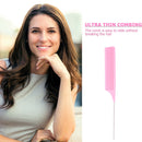 Fine-Tooth Metal Pin Tail Comb Plastic Hair Styling Hairdressing Dyeing Bru