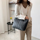 Women Embroidery Thread Plaid Top-handle Bag Female Chain Large Capacity Handbag