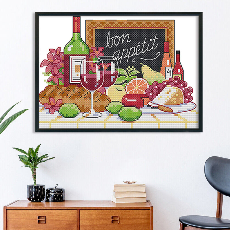 Cross Stitch Printed Embroidery DIY Needlework 14CT Stamped (J457 Wine)