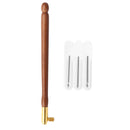 Embroidery Wooden Handle Crochet Hook 3 Needles Sewing Craft (Dark Brown) Newly