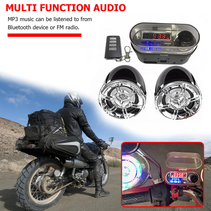 HY-007 Motorcycle Bluetooth Speaker Audio System with Mic TF Radio USB Charger