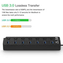 Powered USB 3.0 Hub Splitter with Individual Switches for Computer (7 Port)