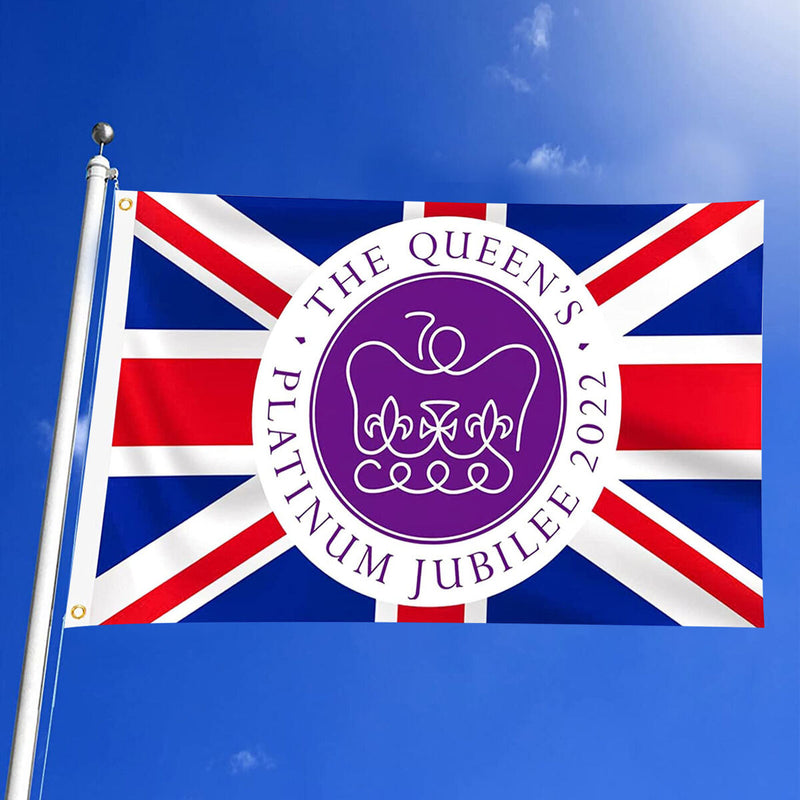 Queen Platinum Jubilee Flag - Union Jack Flag Featuring Her Majesty The Queen