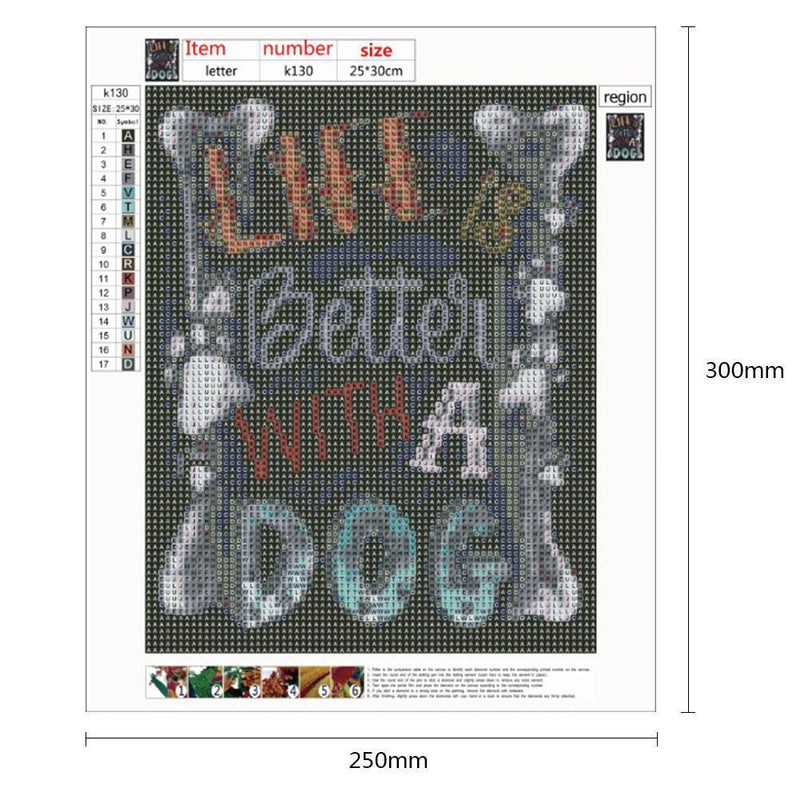 5D DIY Full Drill Diamond Painting Life Letters Cross Stitch Embroidery Kit