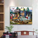 50x40cm Colorful DIY Paint By Numbers Kit Houses Cars by The Lake Decor Gif